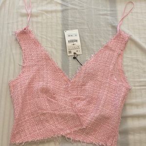Zara light pink crop top/tank top. Brand new with tags never worn. Side zipper
